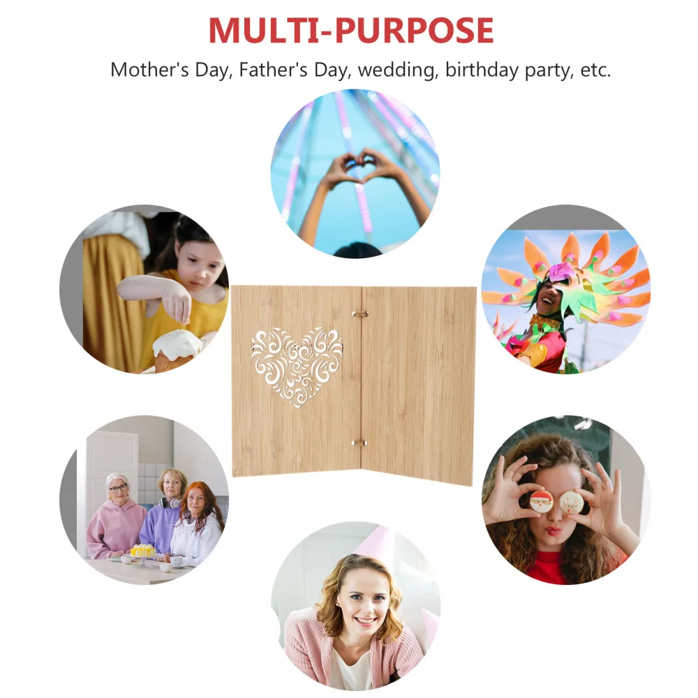

1pc Practical Greeting Cards Mother's Day Message Cards Wood Thank You Cards