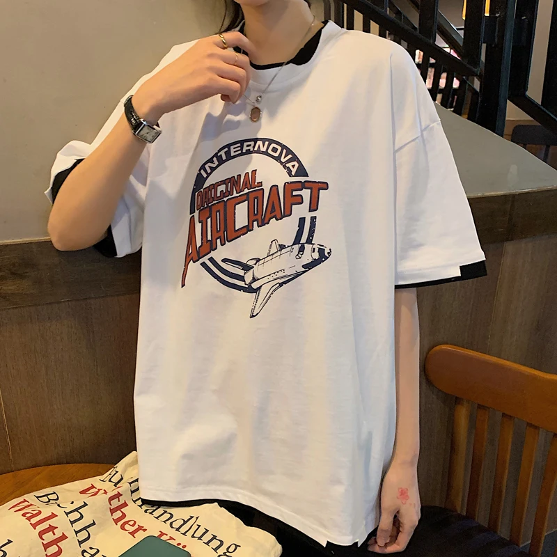 Футболка женская оверсайз с коротким рукавом уличный Топ в стиле Харадзюку