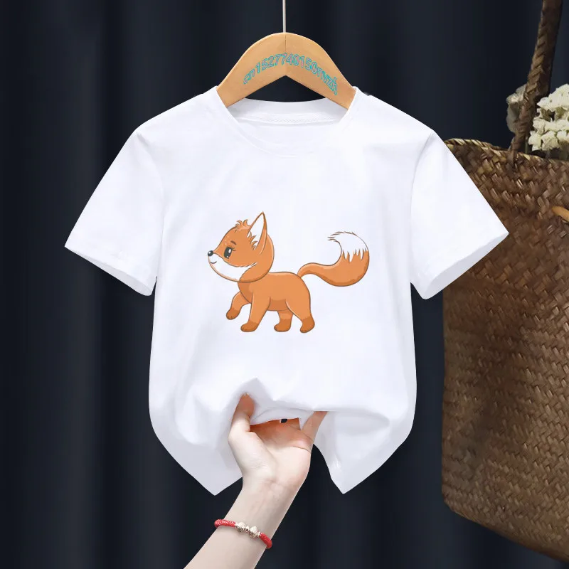 Camiseta para ni&ntilde;os de dibujos animados, camiseta blanca para ni&ntilde;os, animales, ardilla, regalo de verano-0