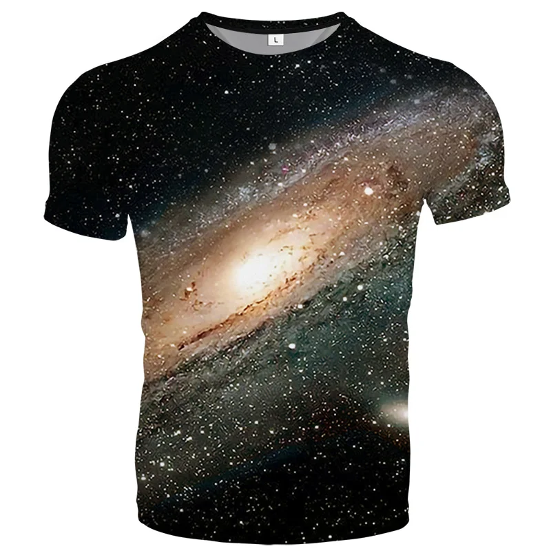 

This year's new fashion men's T-shirt, the most beautiful starry sky 3D summer short-sleeved round neck shirt, trendy streetwear