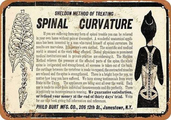 Метод лечения позвоночниковой кривизны жестяной знак Искусство настенное