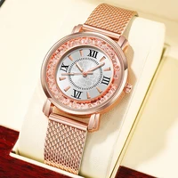 2021 Brand Luxury Ladies Watch Fashion Fine Rhinestone Crystal Dial High Quality Mesh silicone Strap Quartz Watch For Women 1