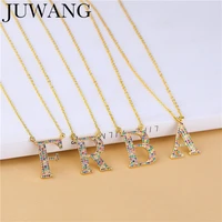 juwang vintage rainbow initial cz letter chokers necklaces 26 alphabet letters pendant necklace for women men collares jewelry