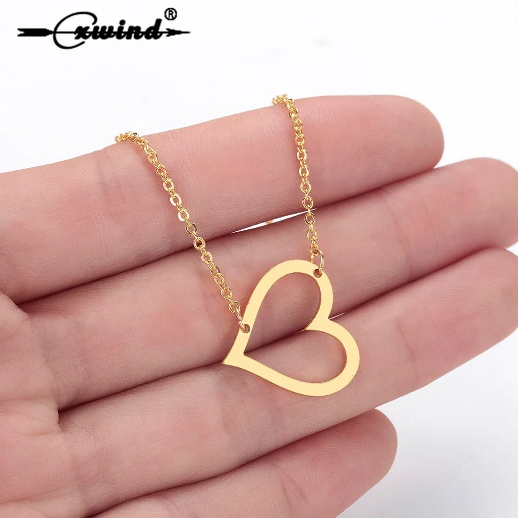 

Cxwind Fashion Heart Pendant Necklaces for Women Punk Choker Jewelry Link Chain Statement Necklace Gifts Collier Bijoux Femme