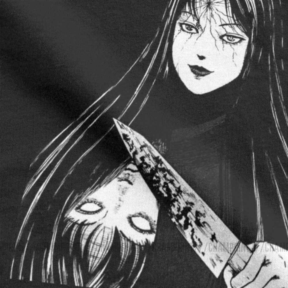 Мужская футболка Junji Ito, футболки Tomie Japanese Kago Manga Horror, Харадзюку, хлопок, аниме, топы с коротким рукавом, футболки с принтом