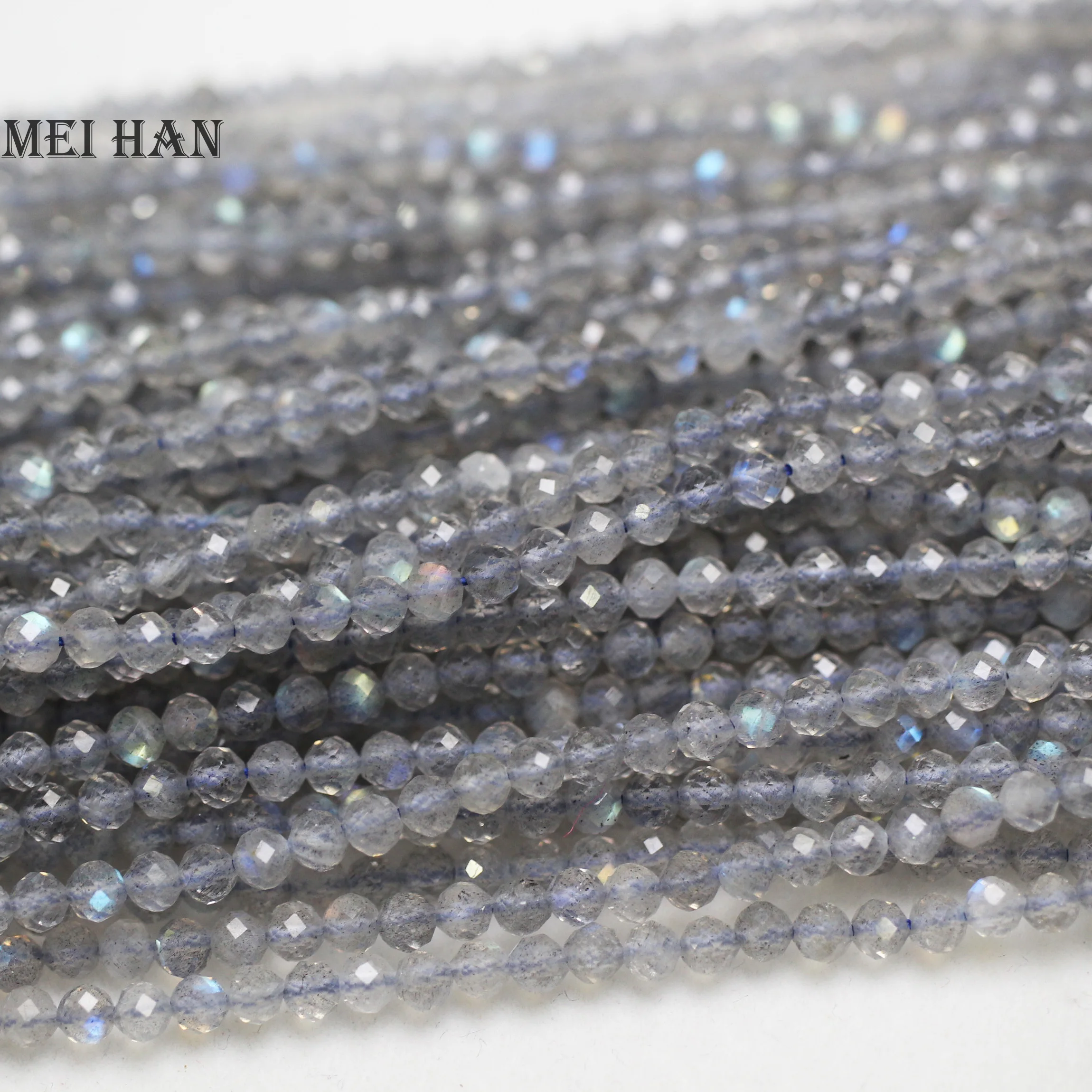 Meihan (5 прядей в наборе) талисманы 3 3mm натуральный Ограненный лабрадорит Круглый