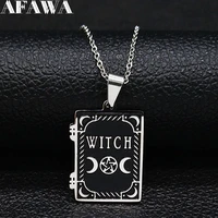 moon sun pentagram stainless%c2%a0steel witch magic necklace witchcraft spell book necklace triple moon goddess jewelry joyas n1906s2