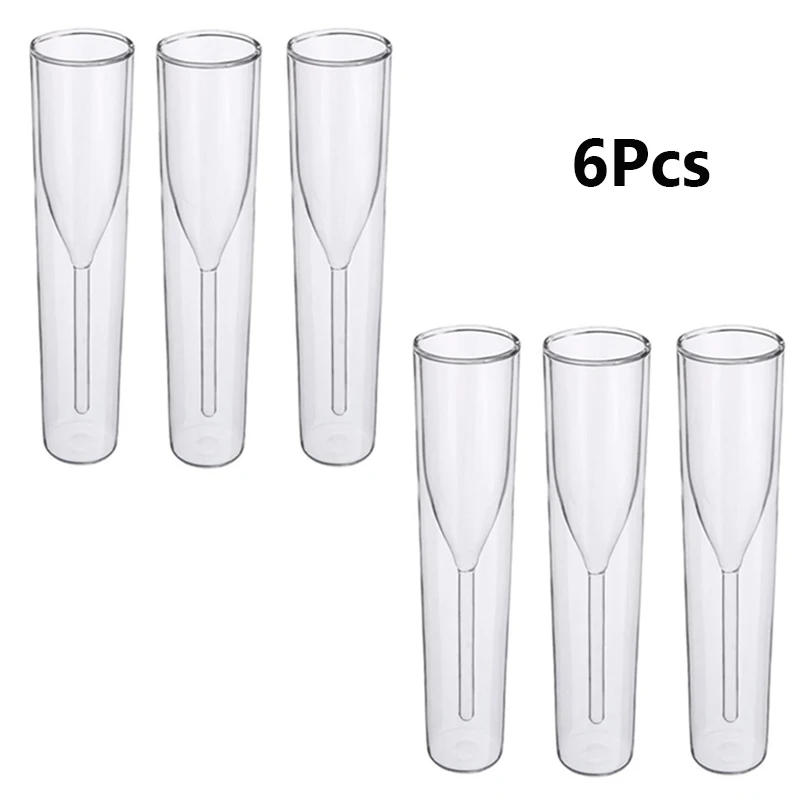 6Pcs Champagne Cup Новинка, 1-6 шт, 115 мл, двойные стенки, стеклянные фужеры для шампанского, бокалы с пузырьками, Коктейльные тюльпаны, персонализированные чашки для украшения свадебной вечеринки - Цвет: 6Pcs Champagne Cup