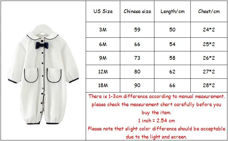 

Spring Autumn Baby rompers newborn baby girls clothes long sleeve cotton boys Clothes Baby boys rompers with tie white 0-2Y