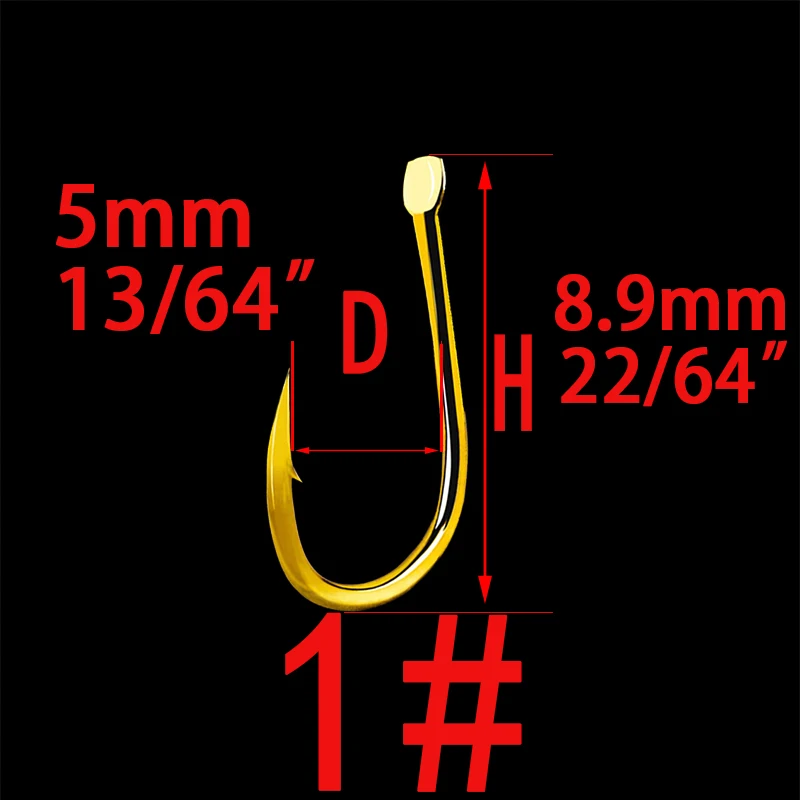 Barbed Golden 1 100 шт. крючки для ловли карпа с тефлоновым покрытием из высокоуглеродистой стали, матовые, черные, золотистые, с микро-зажимом, размер 1# до 13# рыболовный крючок для ловли карпа - Цвет: Barbed Golden 1