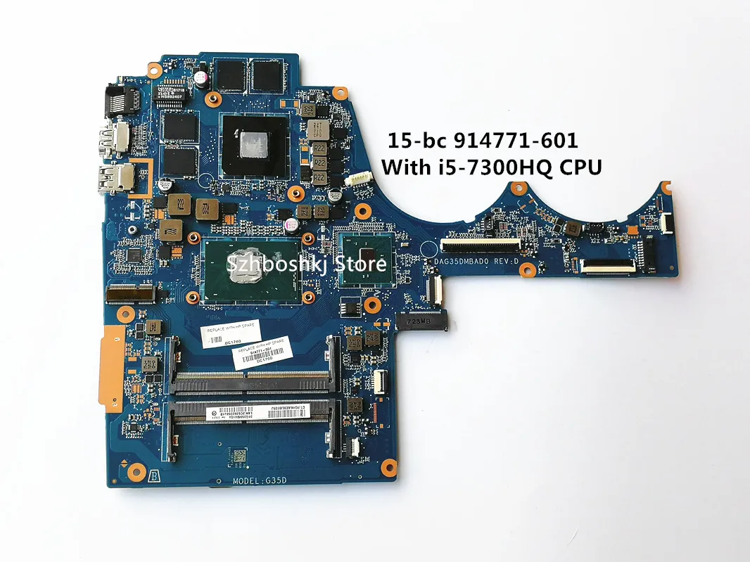 

914771-601 914771-001 For HP Pavilion Notebook 15-AX 15-BC DAG35DMBAD0 Laptop Motherboard DSC GTX1050 2GB i5-7300HQ WIN Test OK