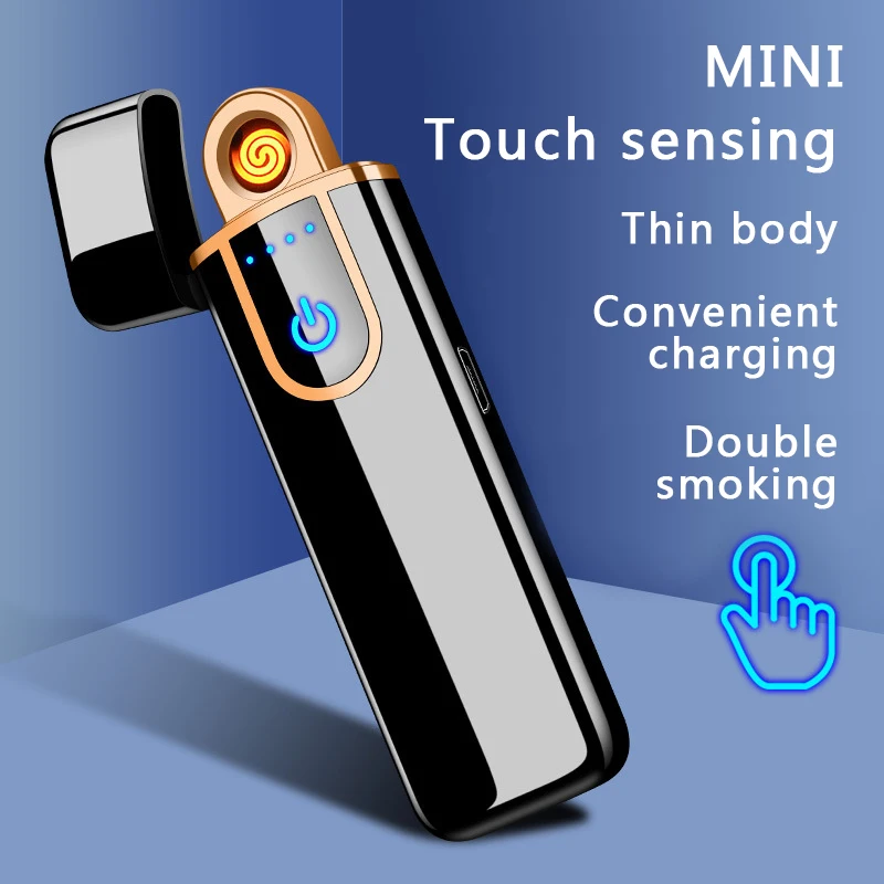 USB Rechargeable Touch Induction Cigarette Windproof Flameless Electronic Lighter Metal Smart Double Side Tungsten | Дом и сад