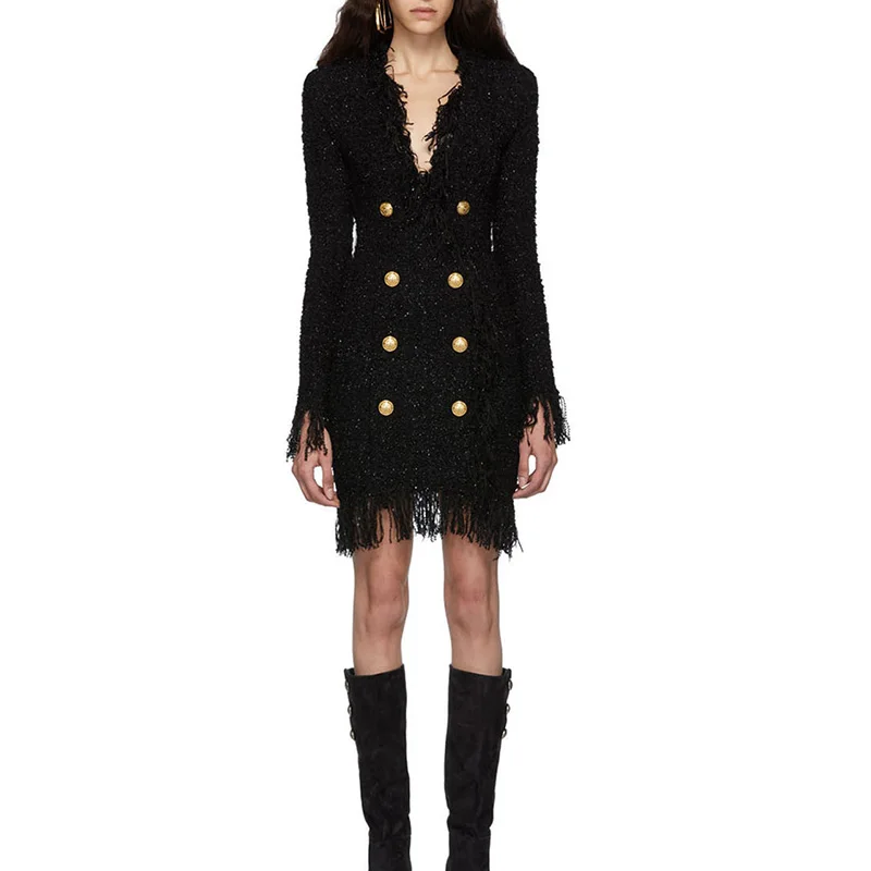 Женское платье с v образным вырезом однотонное роскошное двубортное облегающее