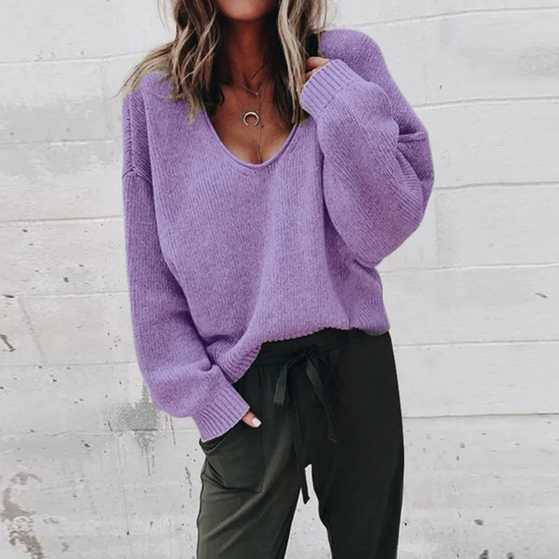 

Women Winter Fashion Female Pullover Sweaters Ladies Loose Knitwear Dropship