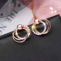 multi layer circle inlaid rhinestone earrings earrings for women exquisite fashion charm shines party jewelry 2021 earring trend