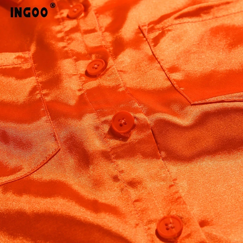 Модная пикантная блузка INGOO платье рубашка женские тонкие топы с лацканами