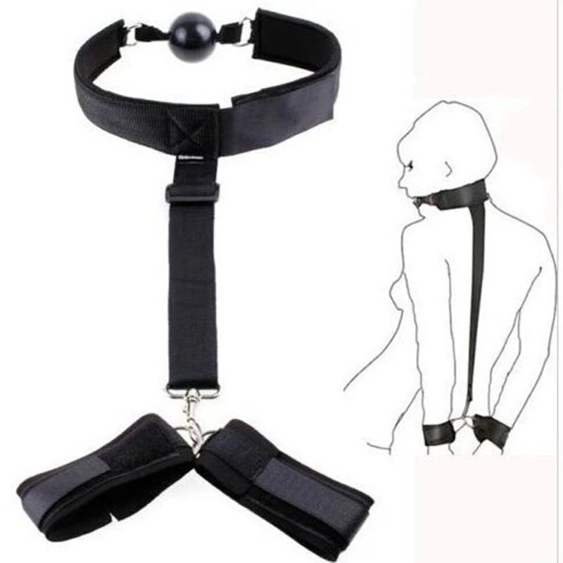 

Sex Mouth Ball Gag Handcuffs Sexy Bondage Tied Hand Cuffs Adult Game Erotic BDSM Slave Adult Toys For Women Men Porn Products