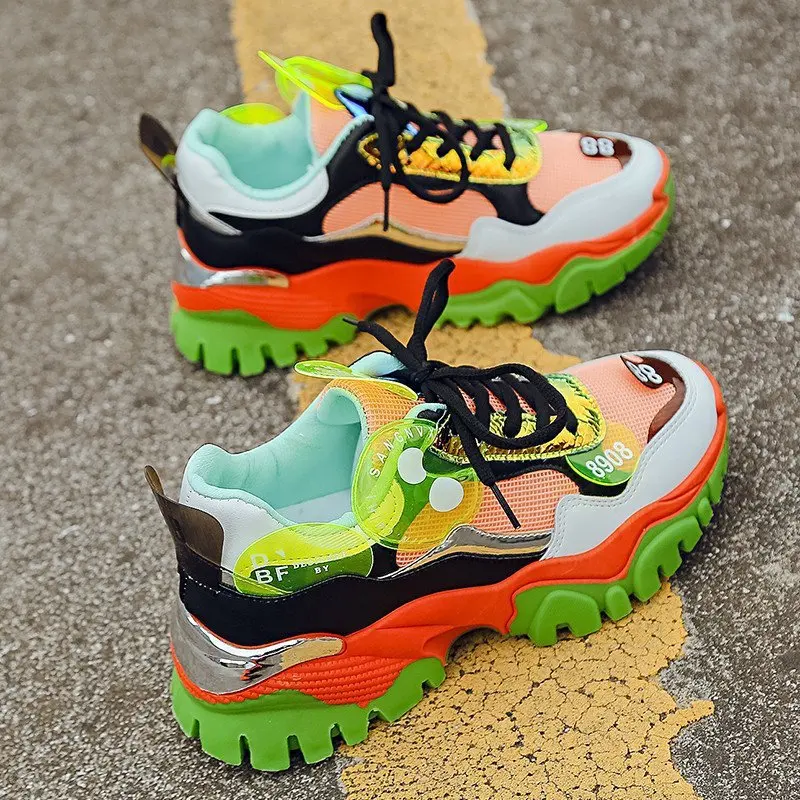 

2021 New Female Casual Shoes Platform Sneakers Green/blue Shoes Fashion Color Sneakers Women Spring Shoes Breathable