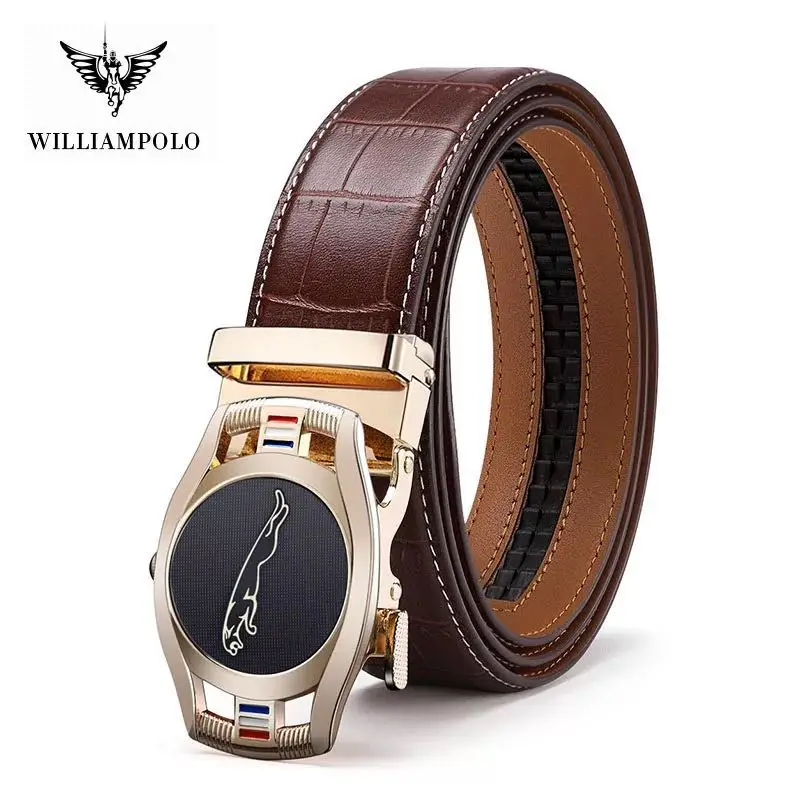 New high-end belt men's leather automatic buckle fashion business belt wild casual middle-aged and young pure leather pants belt