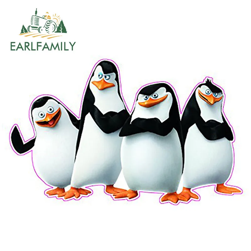 EARLFAMILY 13 см x 8 2 Мадагаскар Пингвины самоклеящаяся наклейка в стиле JDM