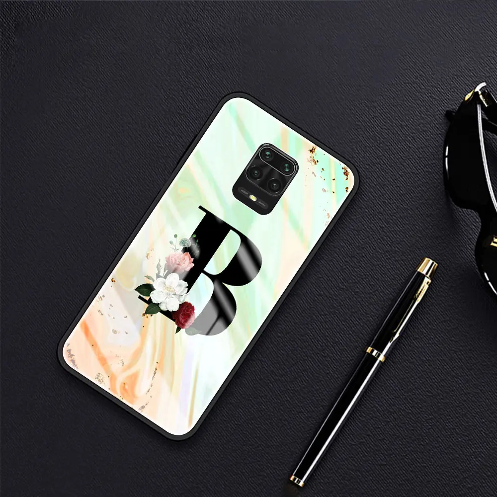 

Hot Letter Phone Case for Xiaomi Redmi Note 9S 8 9 8T 7 9C Coque for Mi 10T Pro 9T 10 Lite Tempered Glass Cover