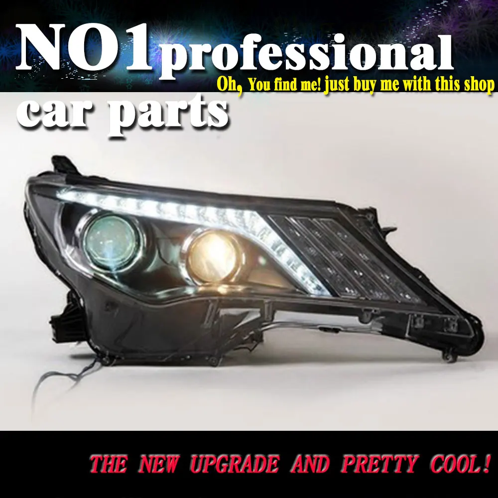 

car accessories 2014-2016 for Toyota RAV4 Headlights COB Design LED Headlight DRL Bi Xenon Lens High Low Beam Parking Fog