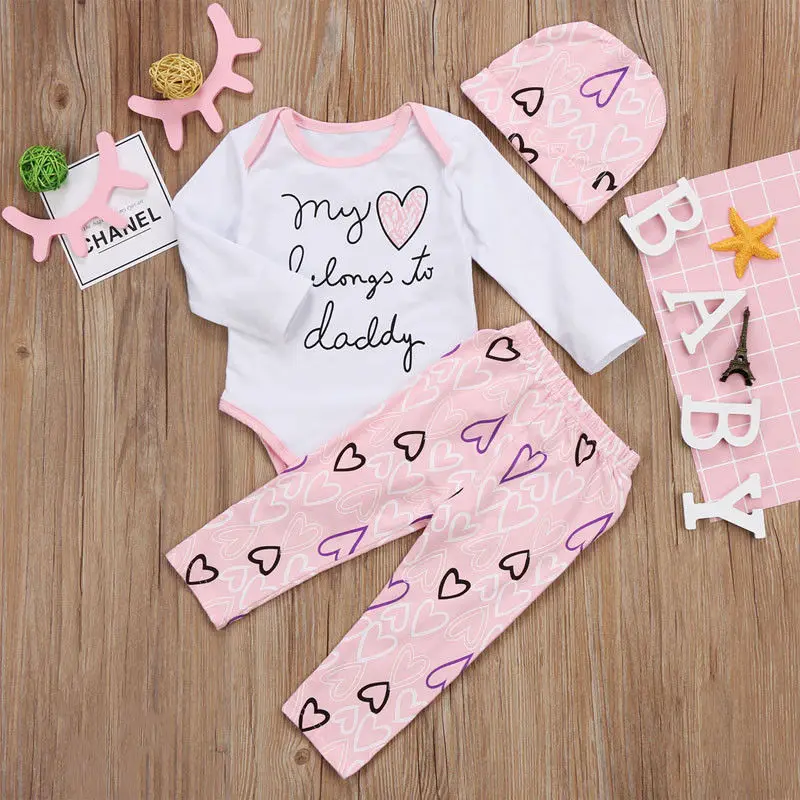 

Pudcoco Girl Set 0-24M Newborn Baby Girls 3PCS Clothes Rompers Jumpsuit Long Pants Hat Outfits