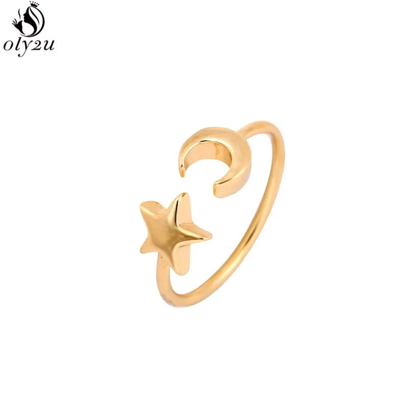 Oly2u корейские Изящные Открытые Кольца со звездой и Луной для женщин