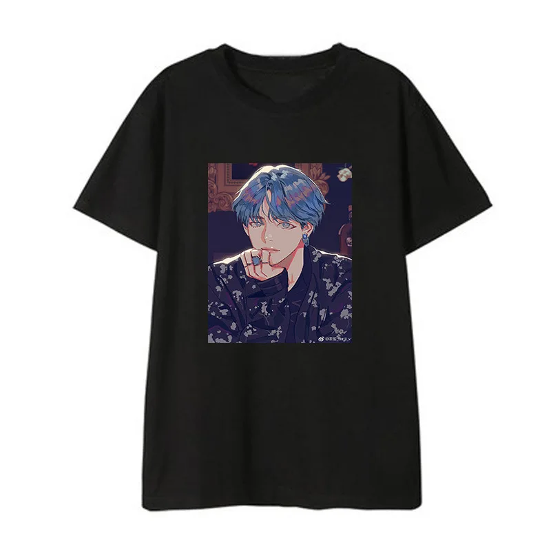 Kpop bangtan/Летняя футболка с короткими рукавами для мальчиков, для мужчин и женщин, в Корейском стиле хлопковый принт, черный, белый, розовый, с героями мультфильмов harajuku - Цвет: -3180g