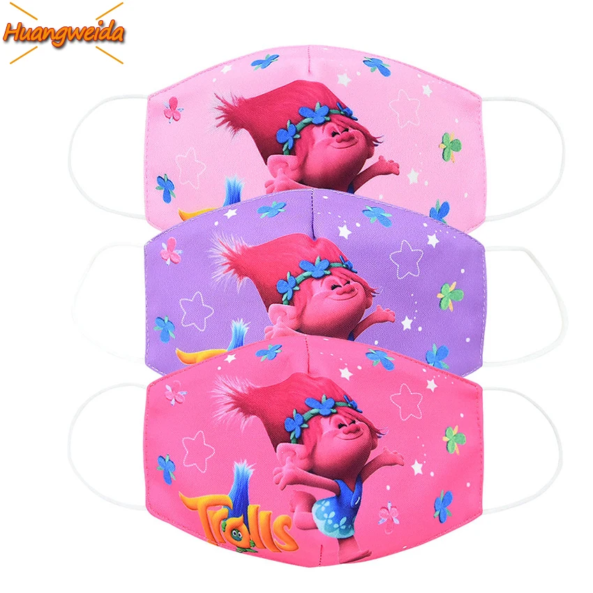 Маскарадная маска для детей с изображением троллей и Маков многоразовая