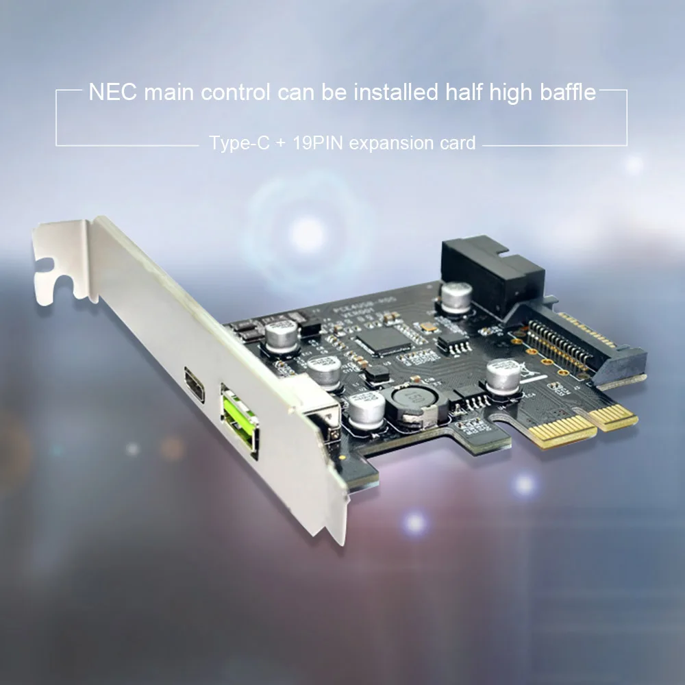 

PCI-E Riser Card PCI-E to USB 3.1 Type-C Extension PCI Express Card 19PIN Front USB Miner Expansion Card Adapter
