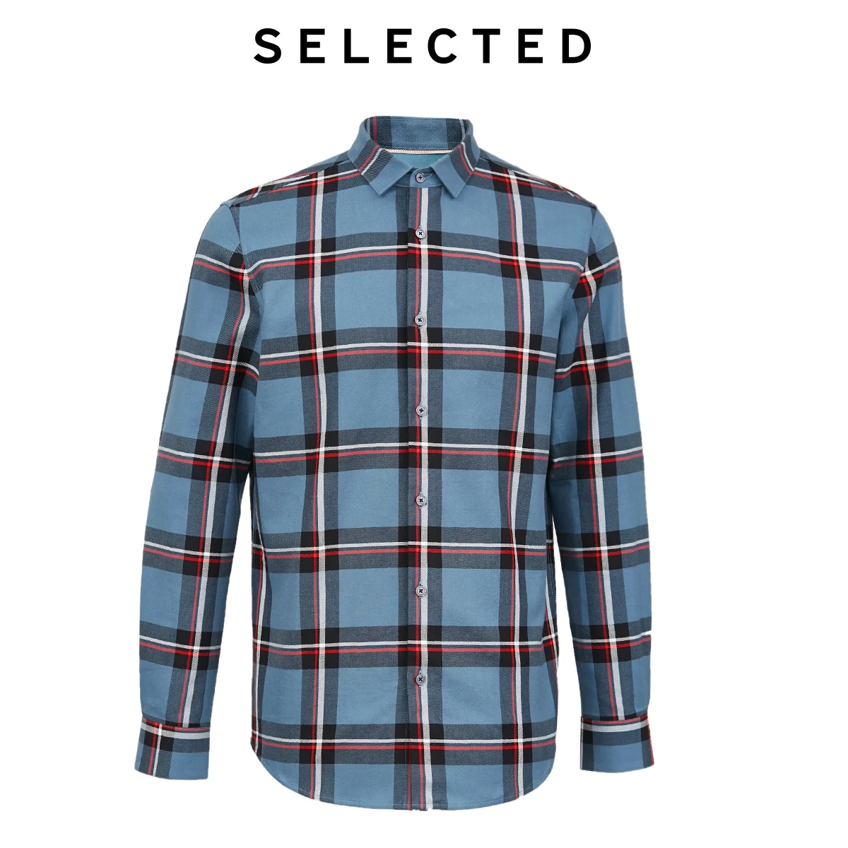 SELECTED Men's 100% Cotton Checked Retro Plaid Long-sleeved Shirt S|419405529 | Мужская одежда