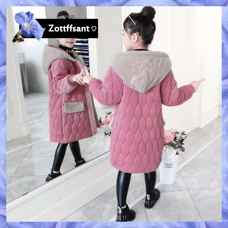 

2022 new brand Children Girl Jacket Thick Long Winter Warm Coat Fashion parka Hooded Outerwear Clothes For Kids girls clothing