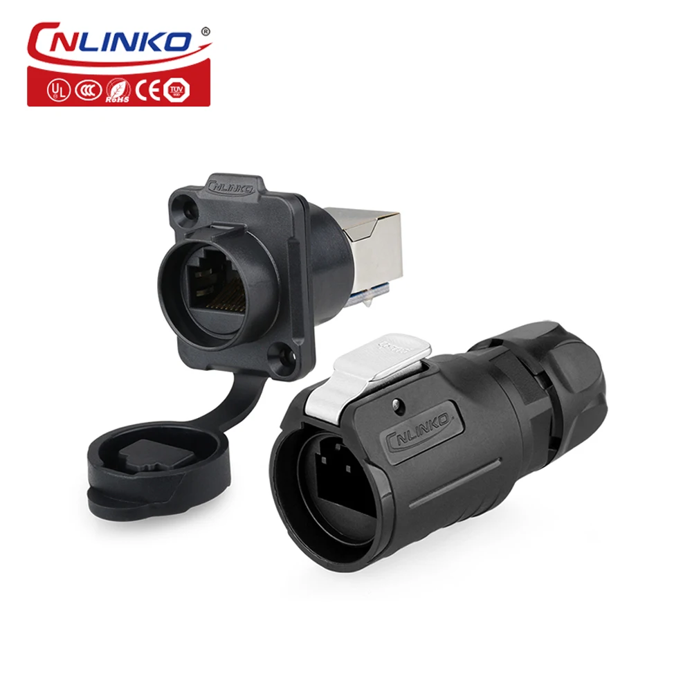 

Cnlinko Signal Connector Waterproof RJ45 Panel Mount Ethernet Extender Network Cable Connector Coupler