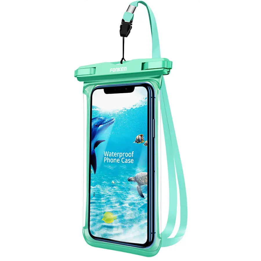 green case FONKEN полный дисплей Водонепроницаемый чехол для телефона HD прозрачный тропический лес пустыня снег Сухой Мешок Подводный плавательный чехол Чехлы для мобильных телефонов - Цвет: green case