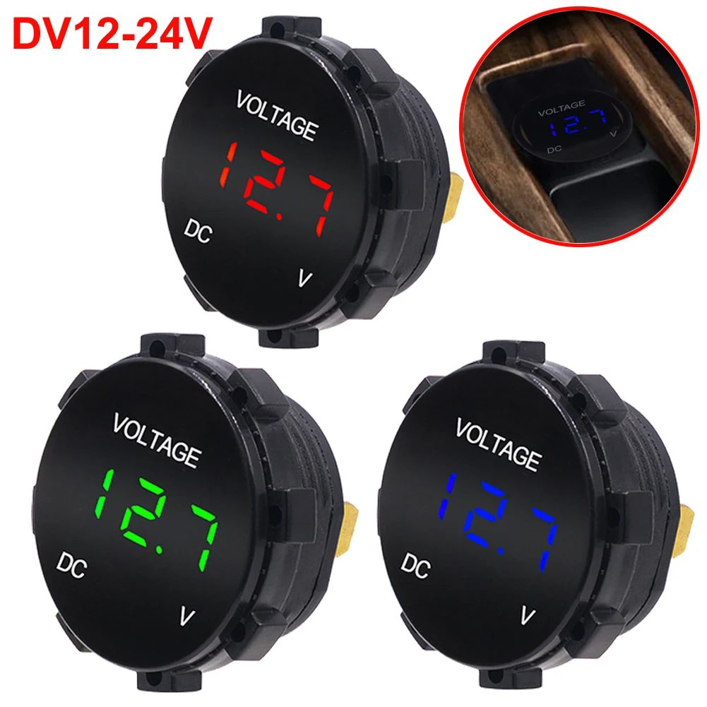 

12V 24V Digital Panel Voltmeter Voltage Meter Tester Led Display Car Marine Motorcycle LED Digital Voltmeter Battery Gauge CSV