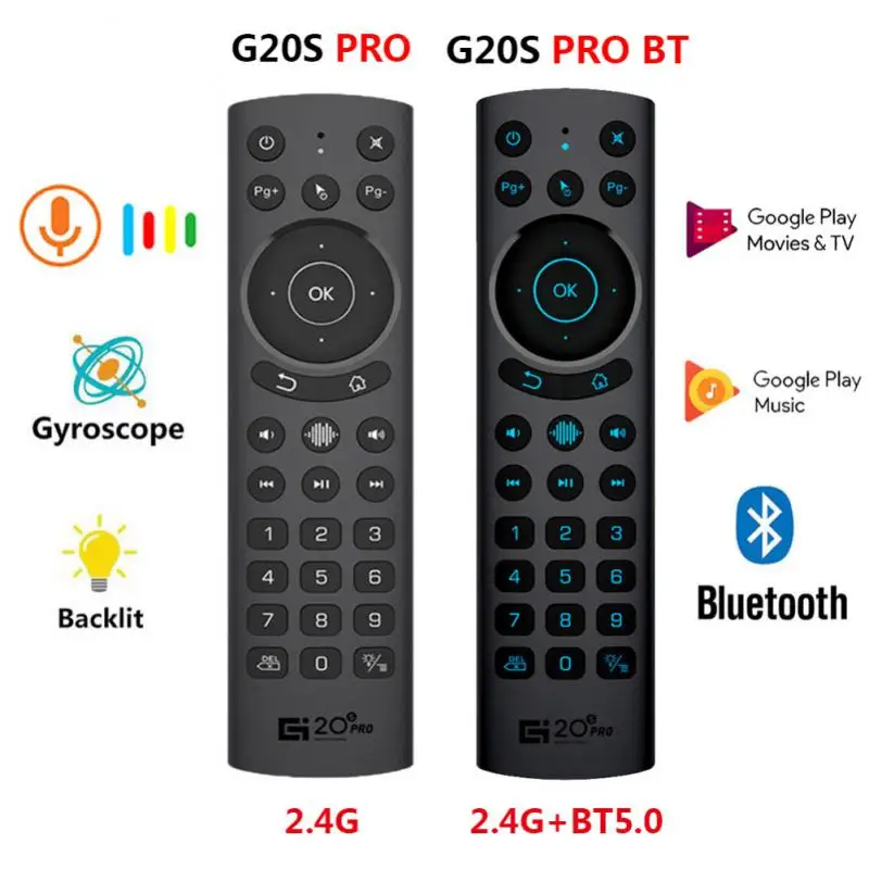 

Wireless Smart Voice Remote Control G20BTS Plus G20S 2.4G Backlit Air Mouse Gyroscope IR Remote Control For Android TV BOX