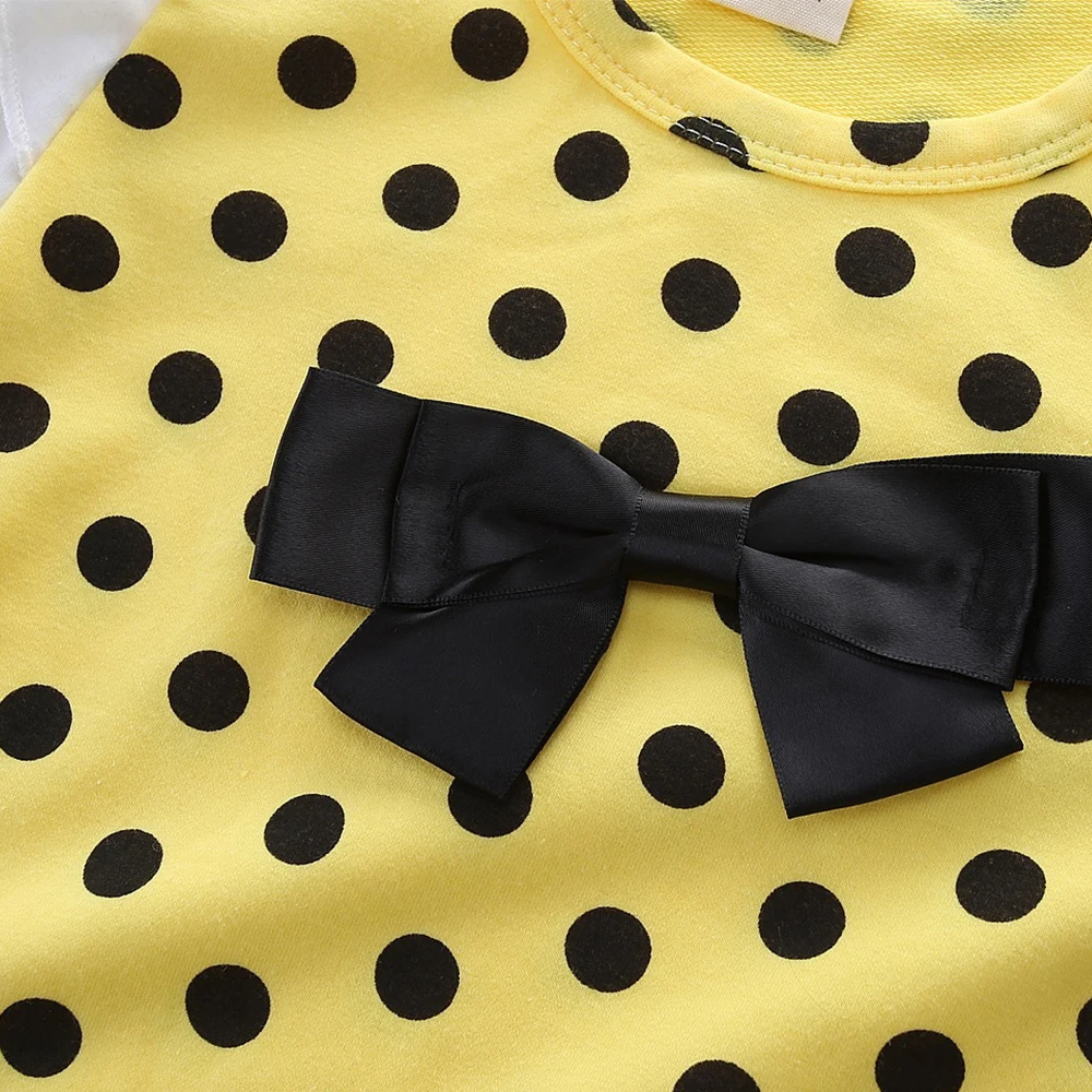 LittleSpring/осенне-Весенняя детская одежда платье в горошек для девочек детское