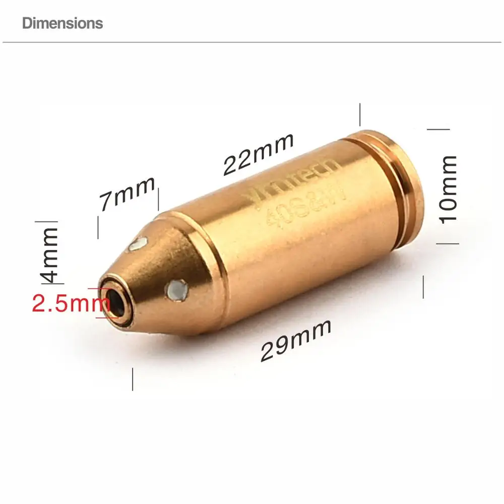 40S& W картридж лазерный Boresighter прицел, красная точка отверстие прицел лазерный Boresight пистолет Картридж прицел