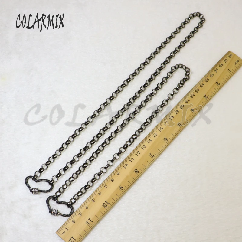 

5 strand Heart bolt necklace pendants link chain necklace bolt clasp necklace accessories for women jewels gift for lady 5888
