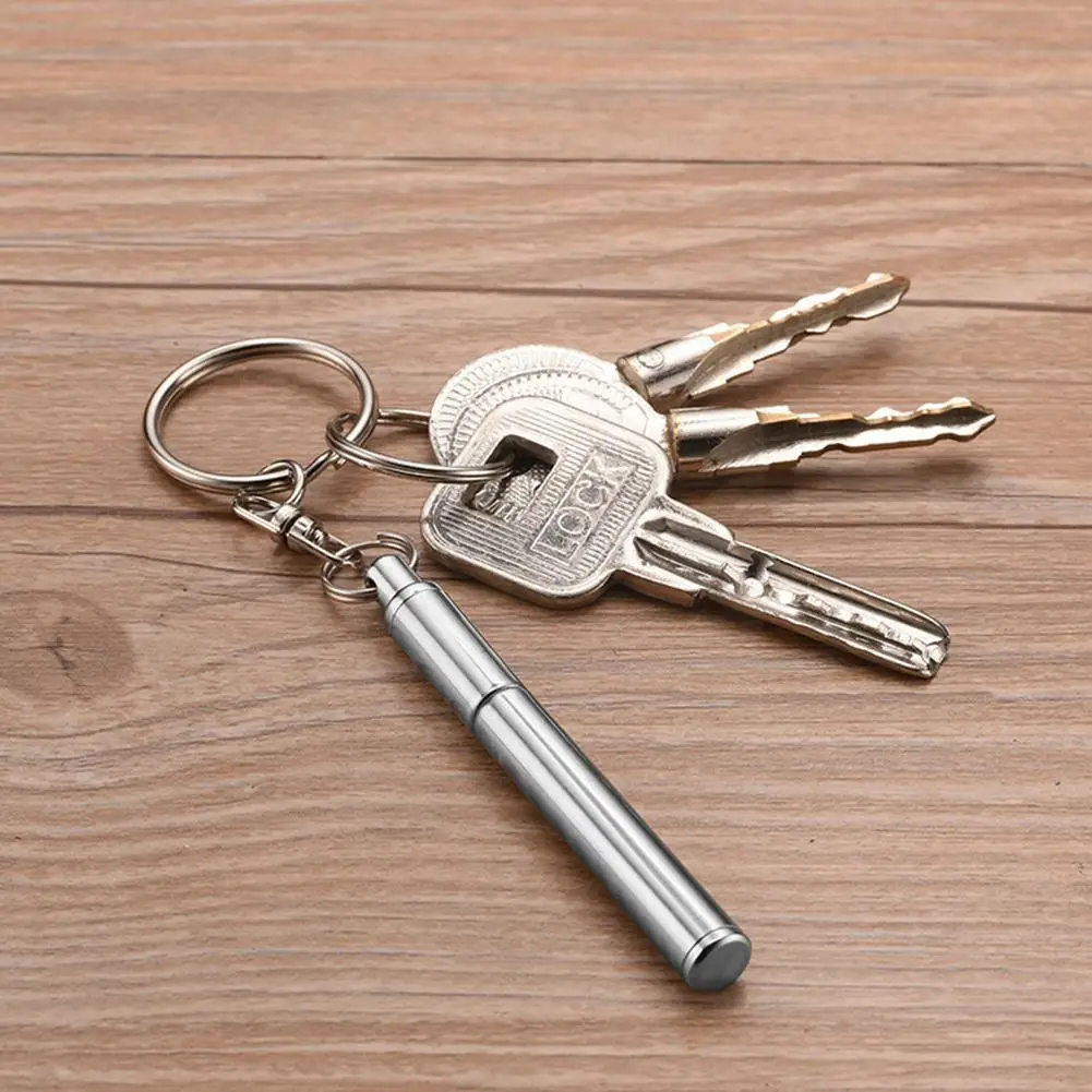 

1pc Mini Metal Ring Steel Telescopic Pen Chain Tool Telescoping Steel Pen Ring Ball Pen Point Pen C5x3