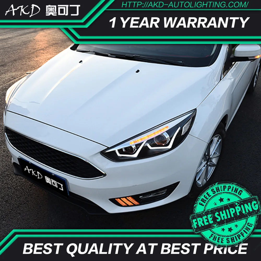 

AKD tuning cars Headlight For Ford Focus 2015 Headlights LED DRL Running lights Bi-Xenon Beam Fog lights angel eyes Auto levels