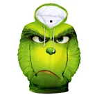 Толстовка Мужскаяженская с 3D-принтом, Повседневный пуловер с капюшоном, свободная спортивная одежда с забавным мультяшным рисунком, зеленый, серый, 4XL, на осень