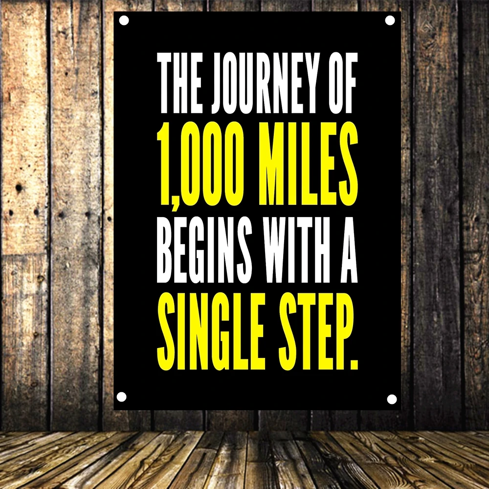 

THE JOURNEY OF 1,000 MILES BEGINS WITH A SINGLE STEP. Motivational Workout Posters Exercise Fitness Banners Wall Art Gym Flags