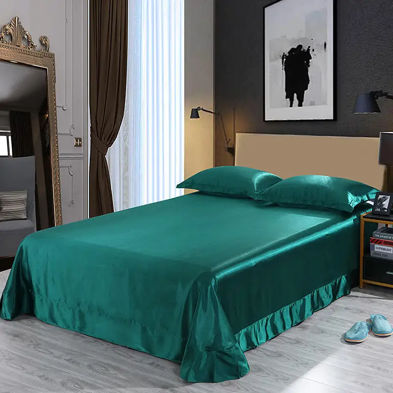 18 Цвета класса Люкс атласное шелковое постельное белье лист для плоскопечатной