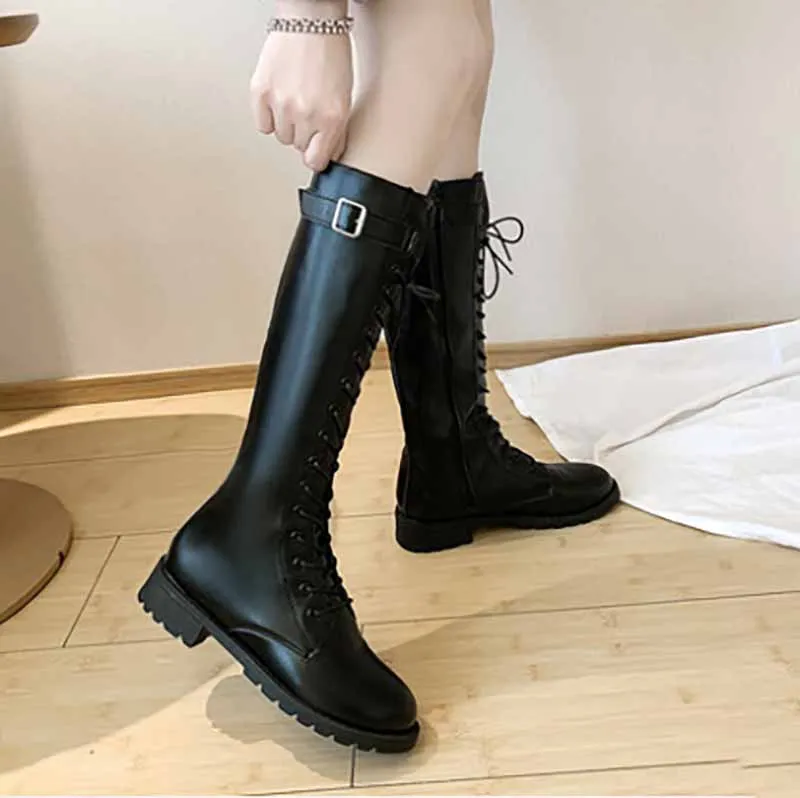 

Long Boots Women Retro Martin Boots Autumn Winter Tall Knight Boots Martin Boots Black Knee Boots For Women Plus Size
