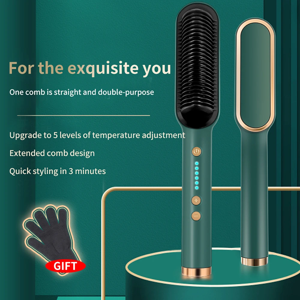 

Multifunctional Professional Hair Straightener Brush Tourmaline Ceramic Hair Curler Hair Comb Straighteners Curling Hair Iron