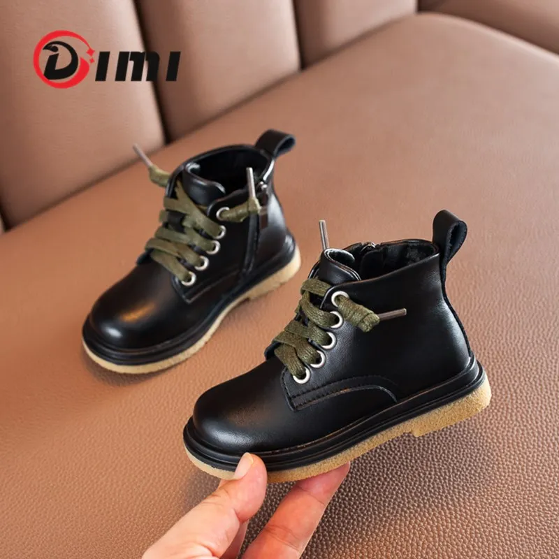 DIMI/2021 зимняя детская обувь Кожаные Ботинки Martin из микрофибры для мальчиков и