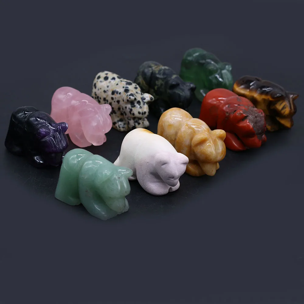 

Wholesale3PCS Natural Stone Rose Quartz Ornament Little Bear Stones Beads Crafts Making Home Decoration Accessories Jewelry Gift