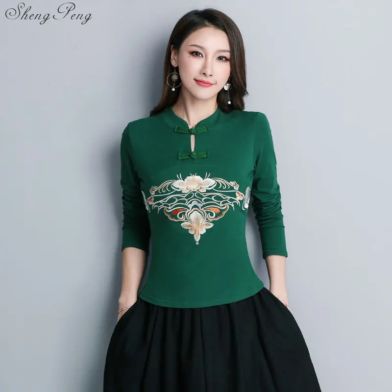 Cheongsam Топ Традиционный китайский костюм для женщин длинный рукав плюс размер 5XL